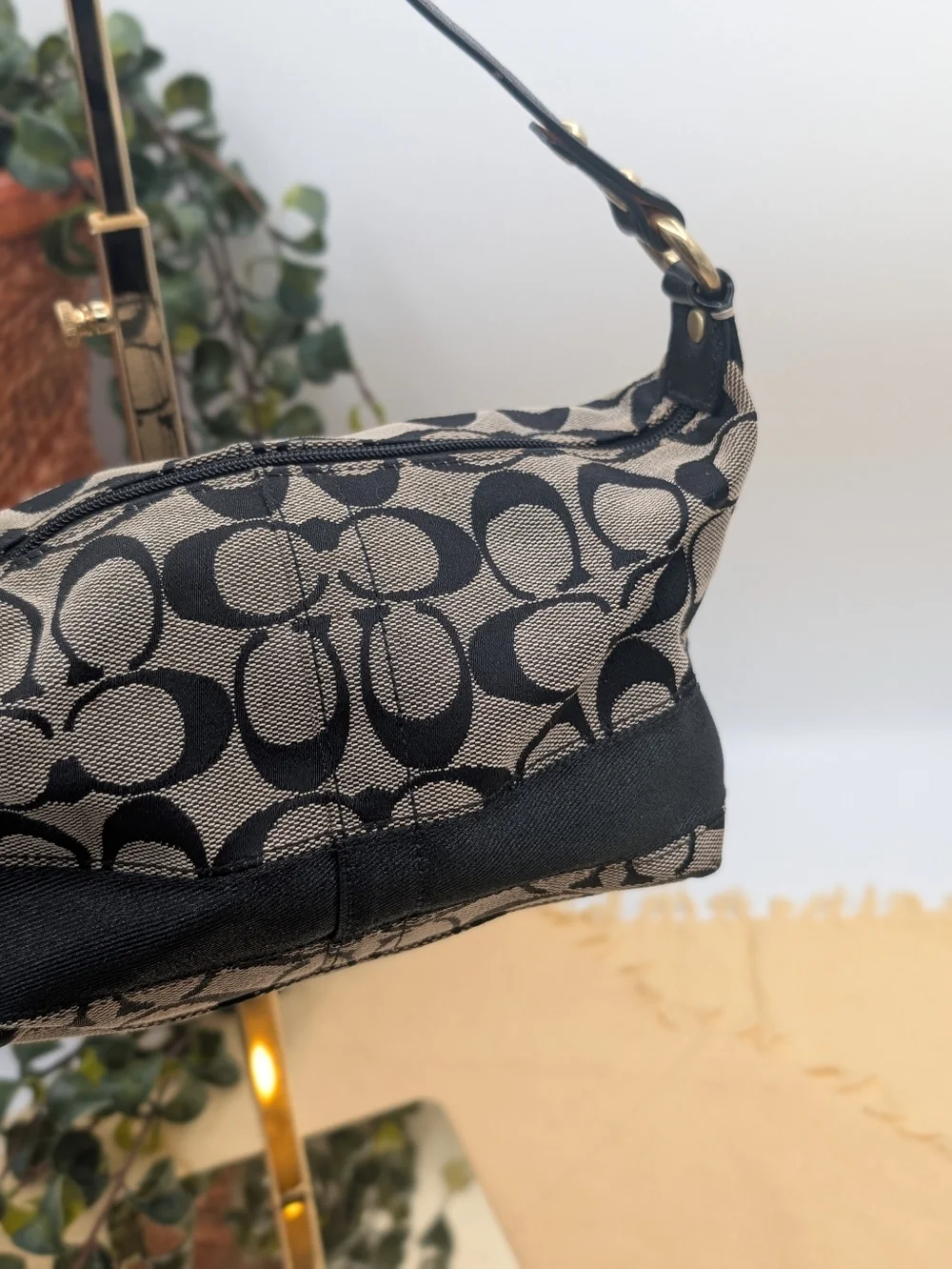 Coach Signature C Jacquard Black Demi Mini Baguette Purse Anniversary Y2K #40024